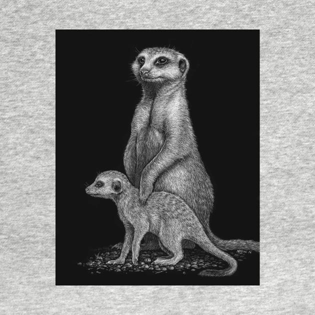 Meerkat Mother and Baby - by Nadya Neklioudova by nadyawildlife